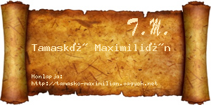 Tamaskó Maximilián névjegykártya
